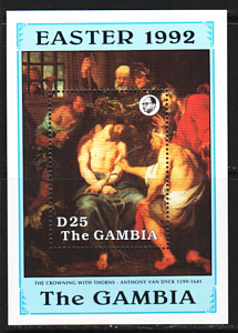 Гамбия, 1992, Пасха, Классическая живопись, Ван Дейк, блок